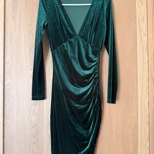 Amazon Huhot Elegant Green Velvet Dress Medium